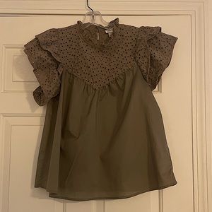A New Day (Target) Mocha Cotton Flutter Blouse Womens Small